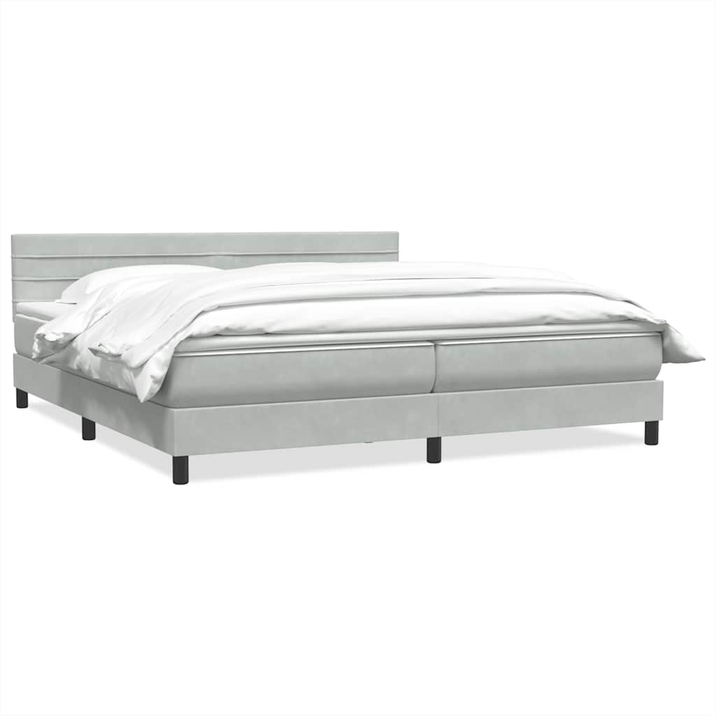 Giroletto a Molle con Materasso Grigio Chiaro 200x210cm Velluto