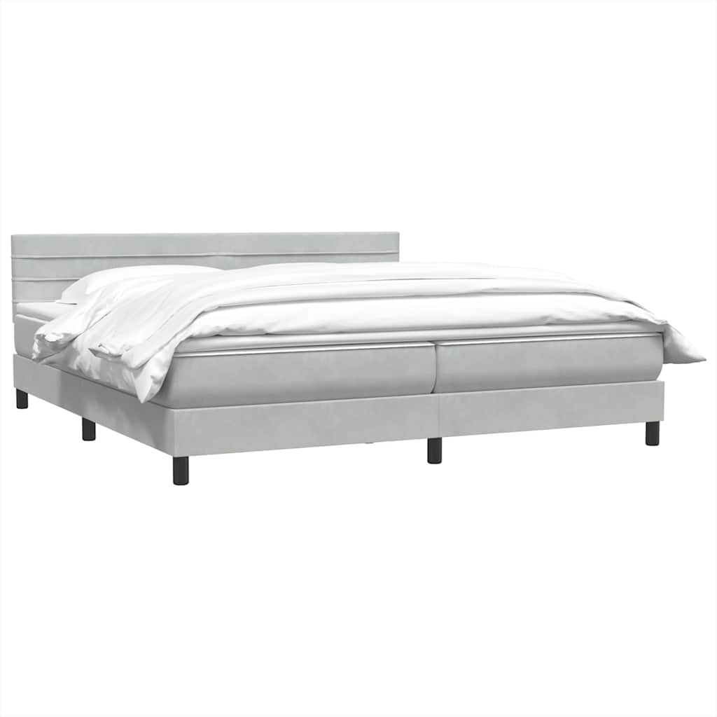 Giroletto a Molle con Materasso Grigio Chiaro 200x210cm Velluto