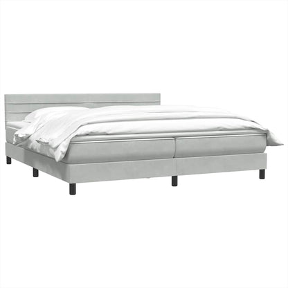 Giroletto a Molle con Materasso Grigio Chiaro 200x210cm Velluto