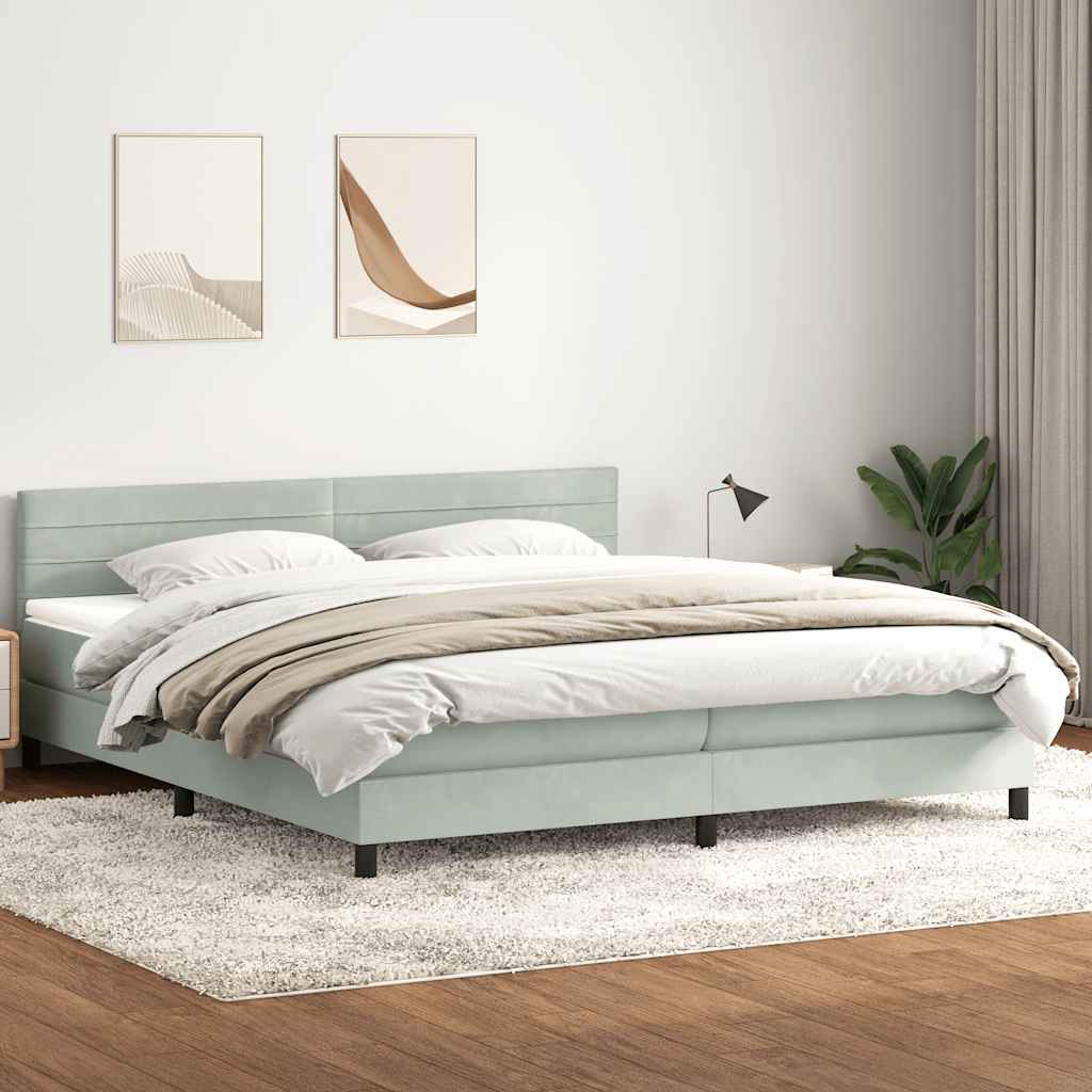 Giroletto a Molle con Materasso Grigio Chiaro 200x210cm Velluto