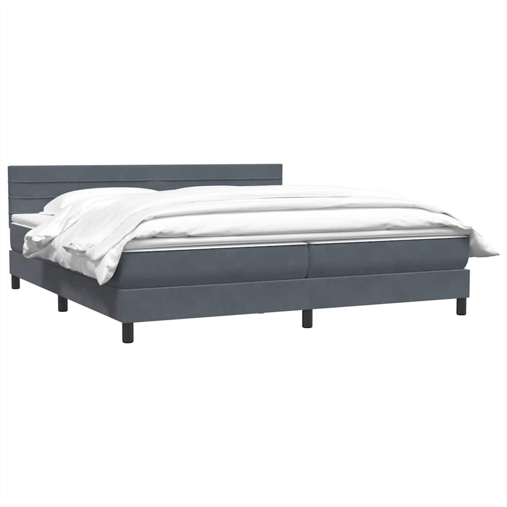 Giroletto a Molle con Materasso Grigio Scuro 200x210 cm Velluto