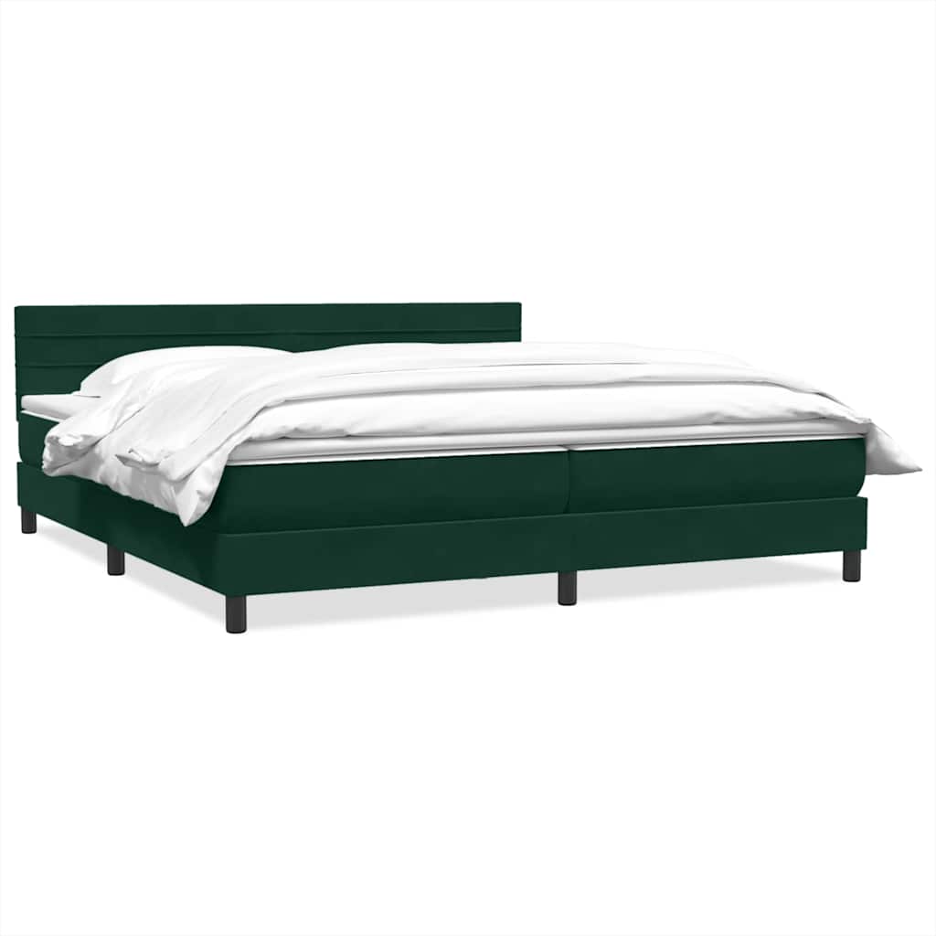 Giroletto a Molle con Materasso Verde Scuro 200x210 cm Velluto