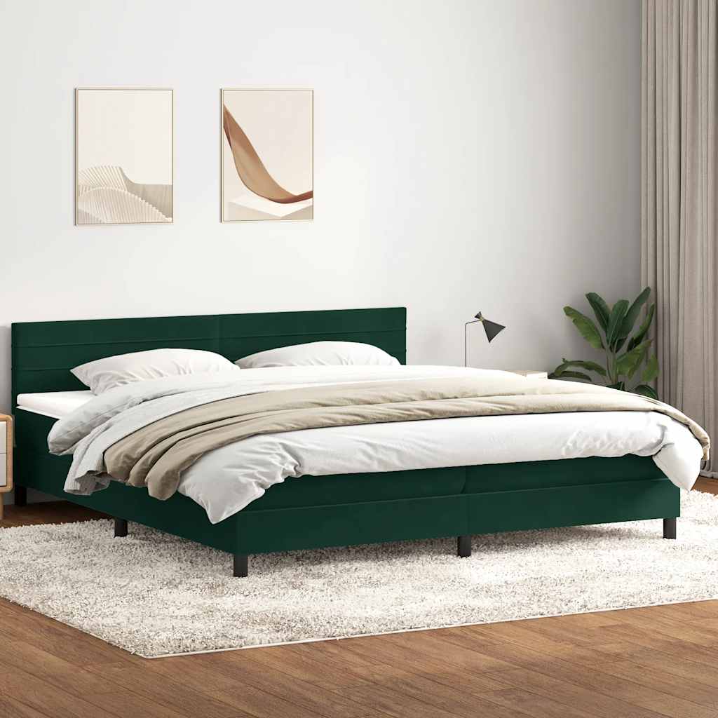 Giroletto a Molle con Materasso Verde Scuro 200x210 cm Velluto