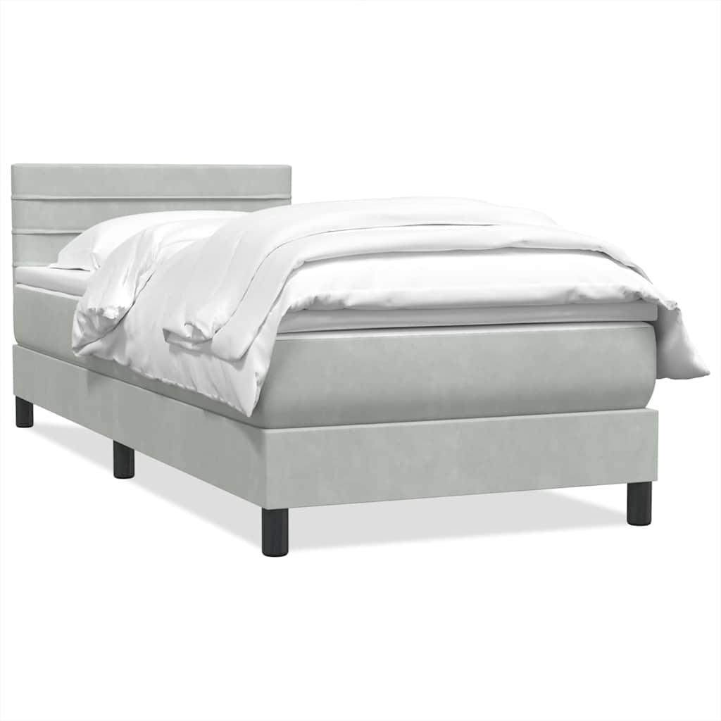 Giroletto a Molle con Materasso Grigio Chiaro 80x220 cm Velluto