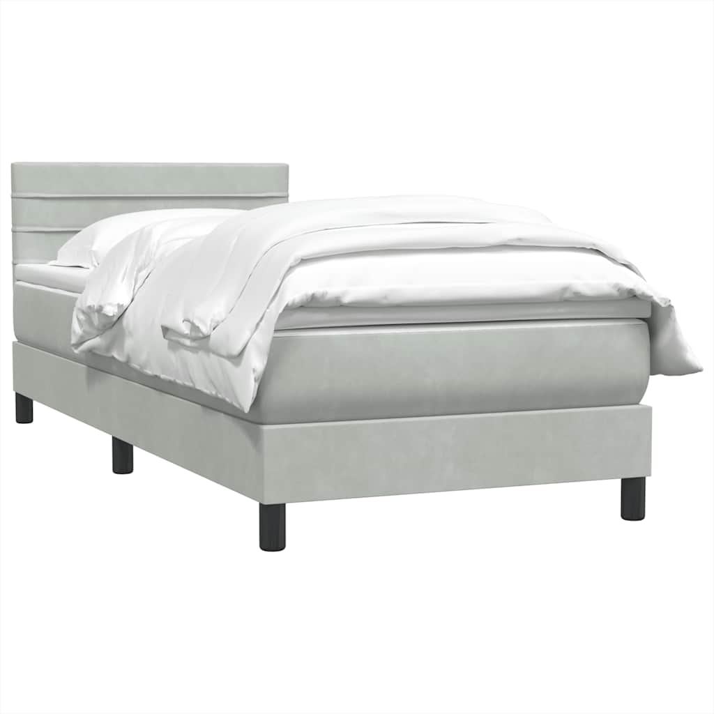 Giroletto a Molle con Materasso Grigio Chiaro 80x220 cm Velluto