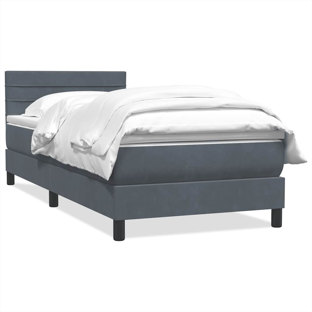 Giroletto a Molle con Materasso Grigio Scuro 80x220 cm Velluto