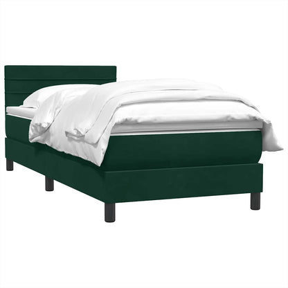 Giroletto a Molle con Materasso Verde Scuro 80x220 cm Velluto