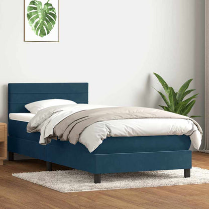 Giroletto a Molle con Materasso Blu Scuro 80x220 cm Velluto