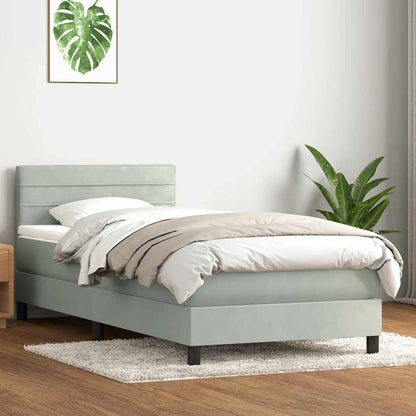 Giroletto a Molle con Materasso Grigio Chiaro 90x220 cm Velluto