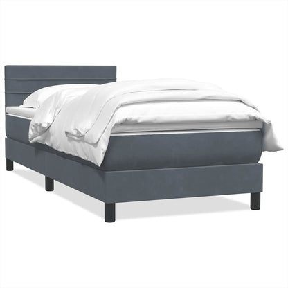 Giroletto a Molle con Materasso Grigio Scuro 90x220 cm Velluto