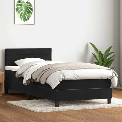 Giroletto a Molle con Materasso Nero 90x220 cm in Velluto