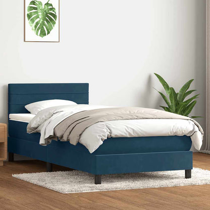 Giroletto a Molle con Materasso Blu Scuro 90x220 cm Velluto