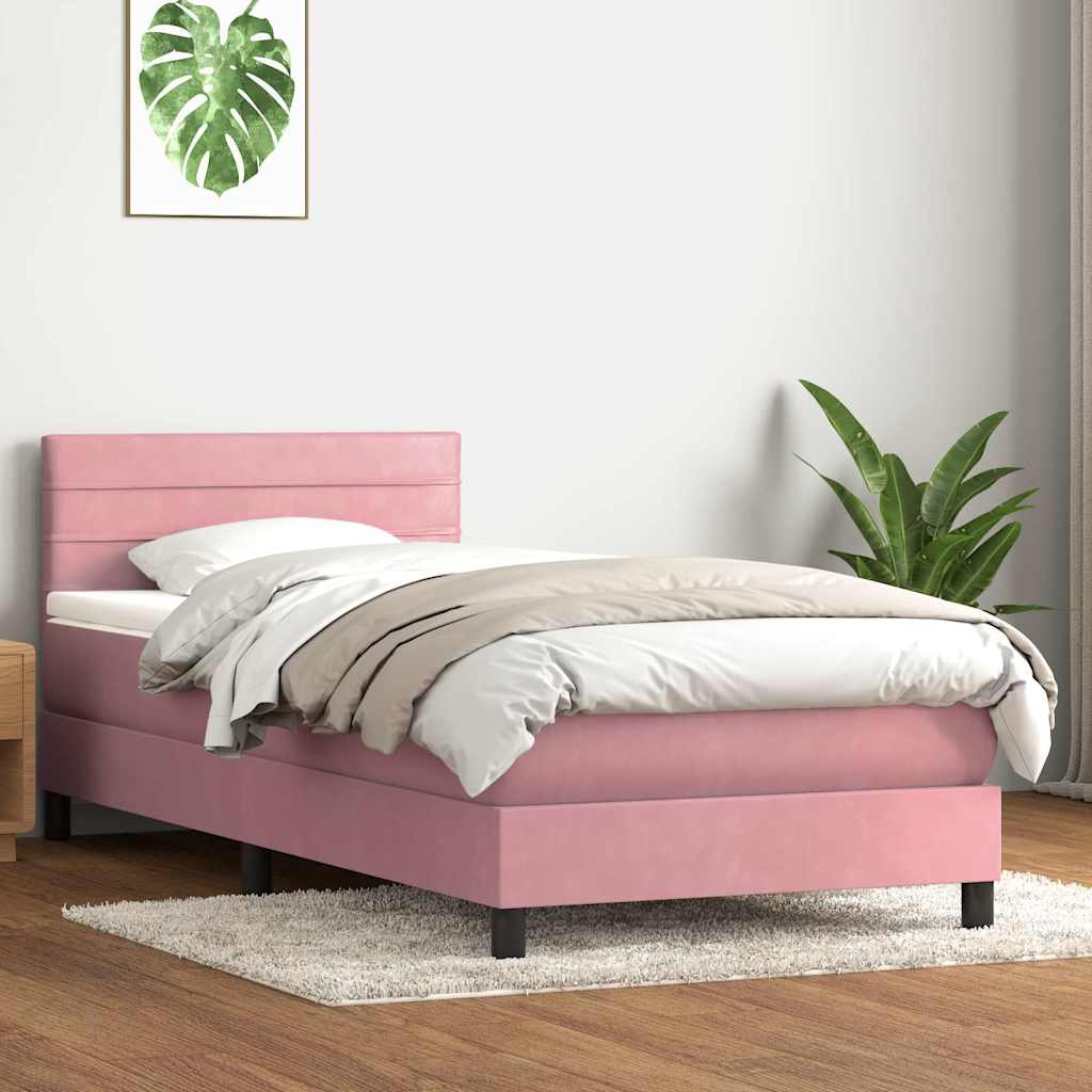 Giroletto a Molle con Materasso Rosa 90x220 cm Velluto