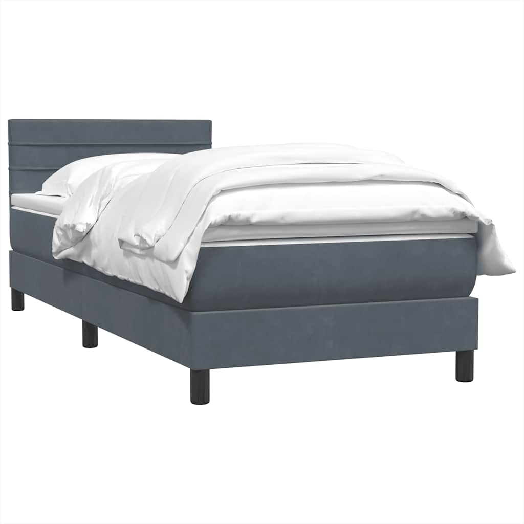 Giroletto a Molle con Materasso Grigio Scuro 100x220 cm Velluto