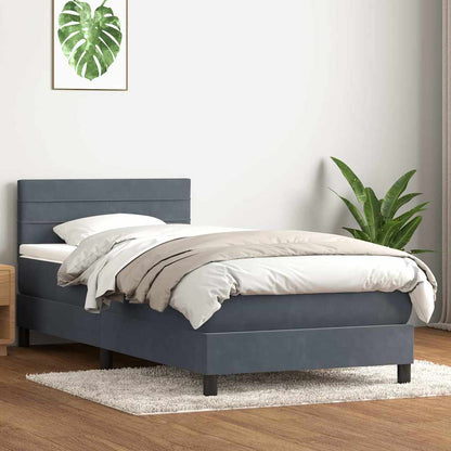 Giroletto a Molle con Materasso Grigio Scuro 100x220 cm Velluto
