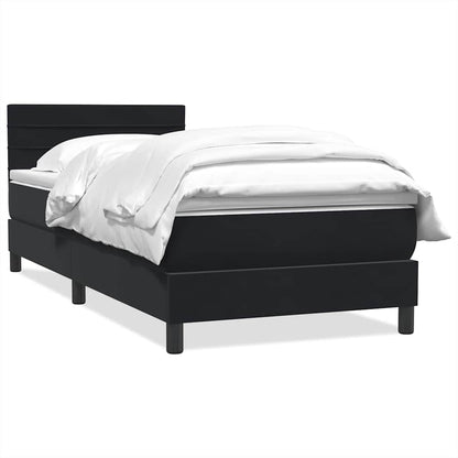 Giroletto a Molle con Materasso Nero 100x220 cm in Velluto