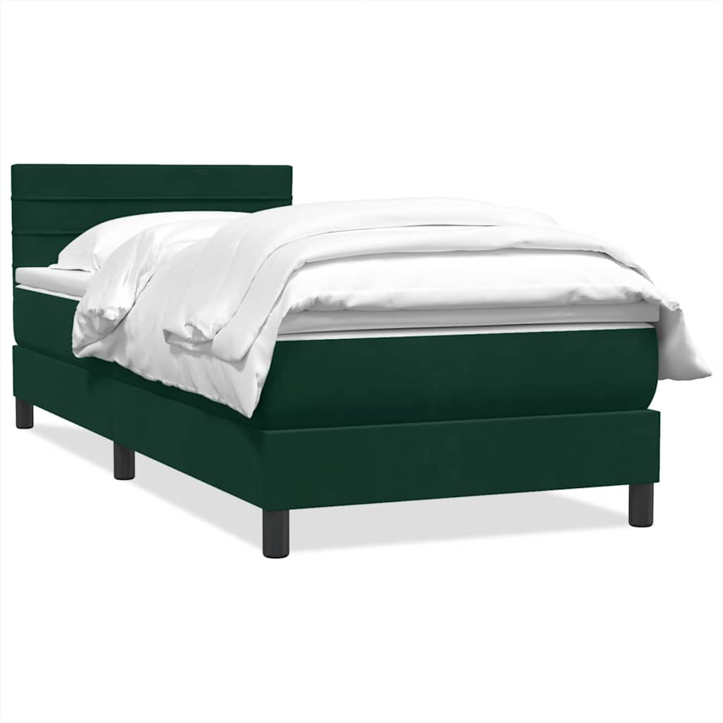 Giroletto a Molle con Materasso Verde Scuro 100x220 cm Velluto