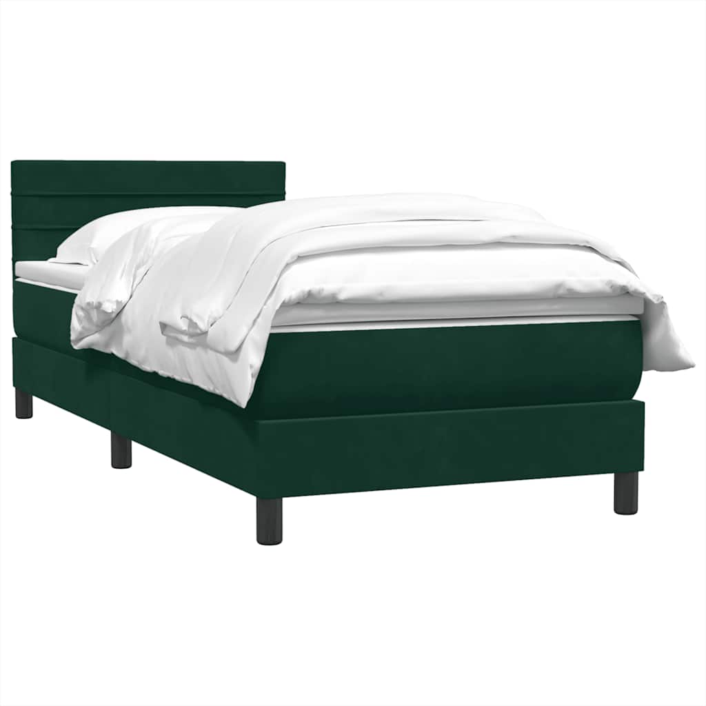 Giroletto a Molle con Materasso Verde Scuro 100x220 cm Velluto