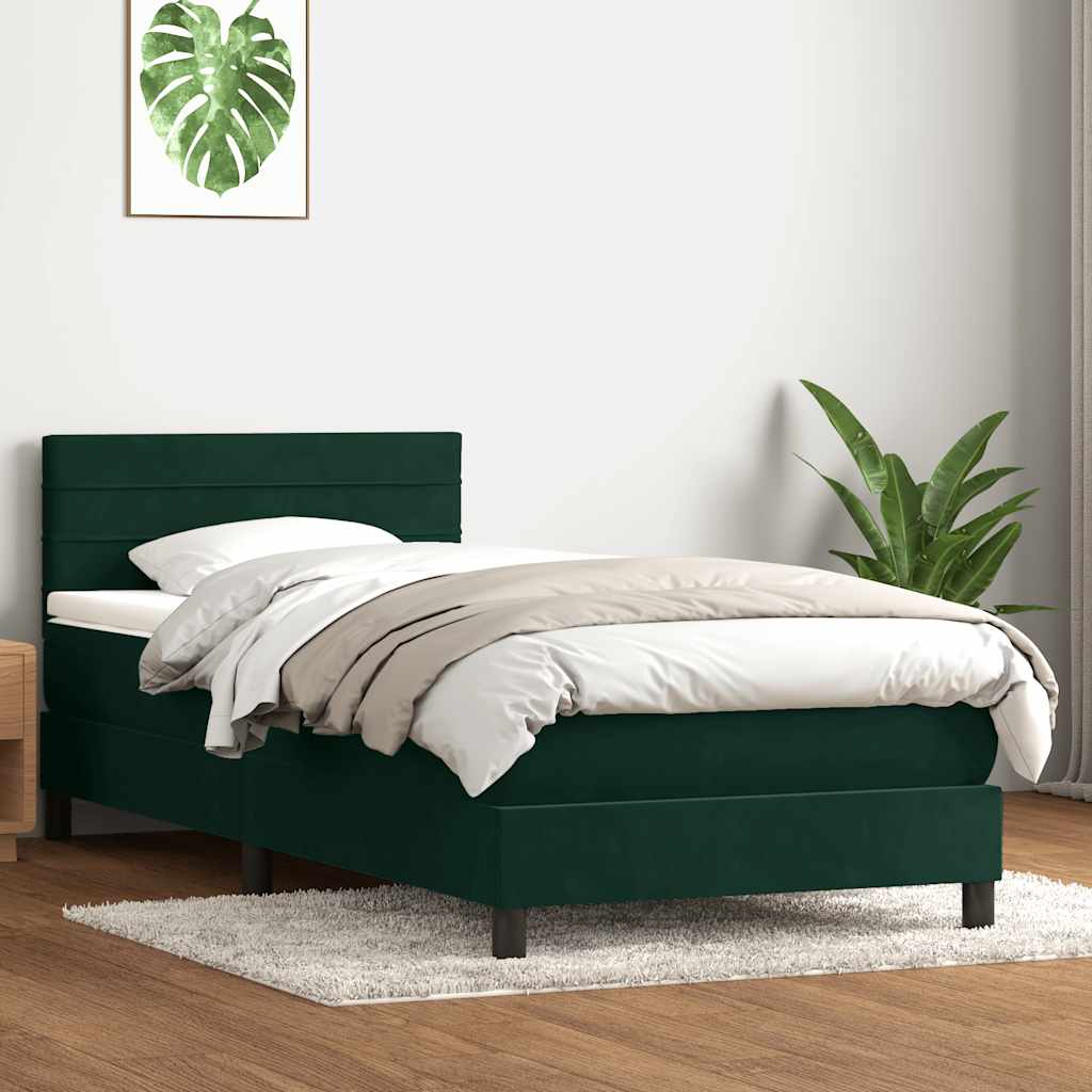 Giroletto a Molle con Materasso Verde Scuro 100x220 cm Velluto