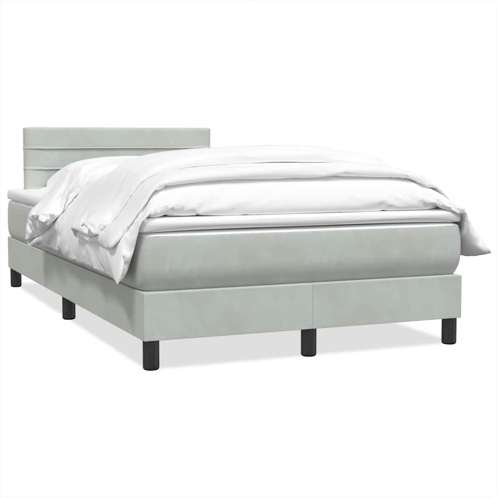 Giroletto a Molle con Materasso Grigio Chiaro 120x220cm Velluto