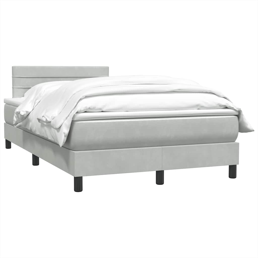 Giroletto a Molle con Materasso Grigio Chiaro 120x220cm Velluto