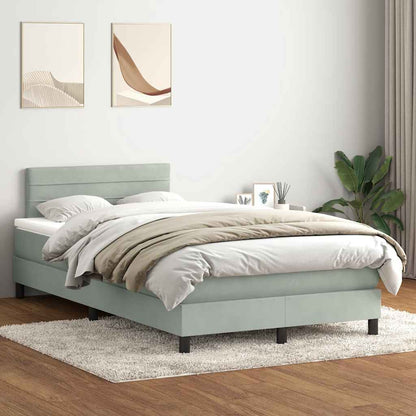 Giroletto a Molle con Materasso Grigio Chiaro 120x220cm Velluto