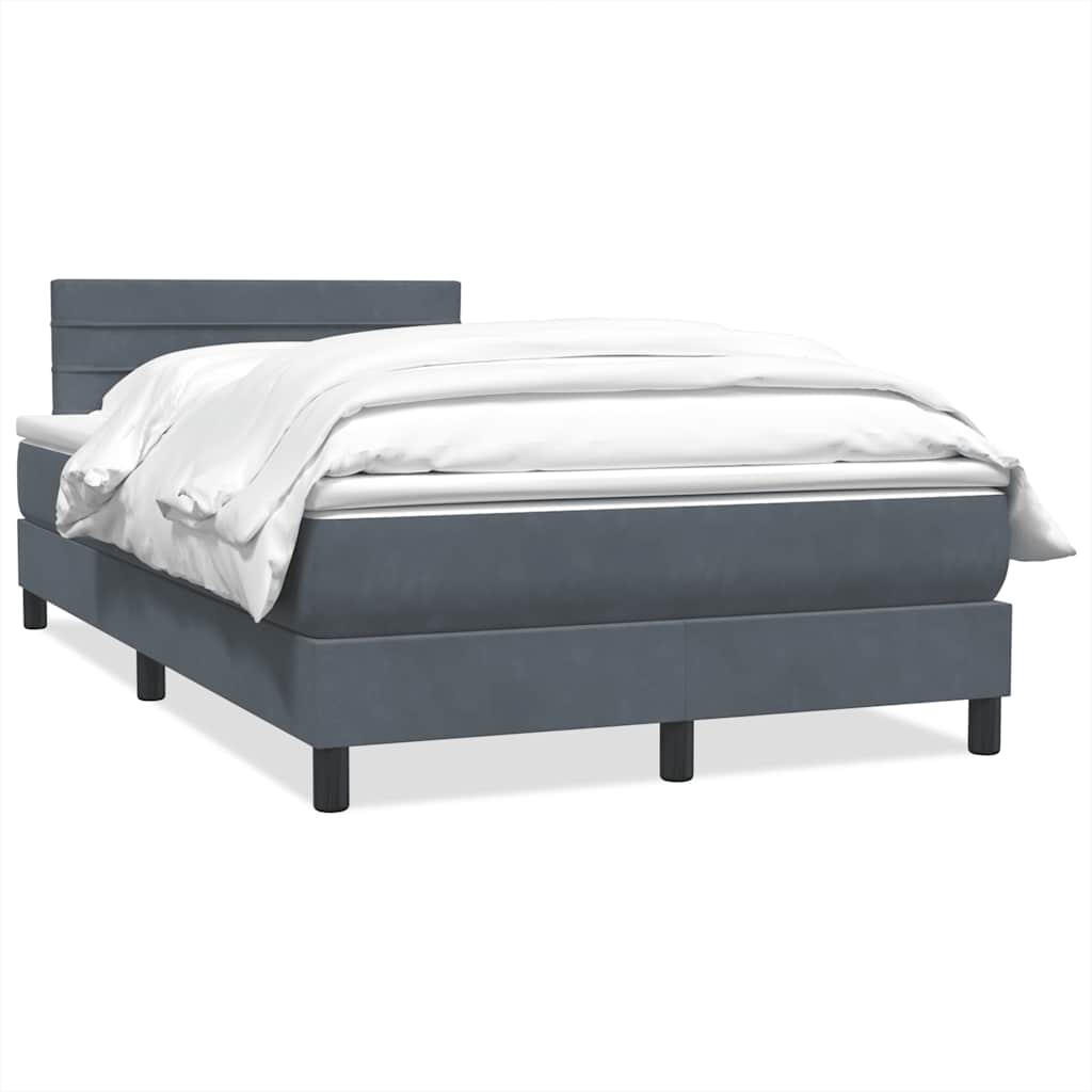 Giroletto a Molle con Materasso Grigio Scuro 120x220 cm Velluto