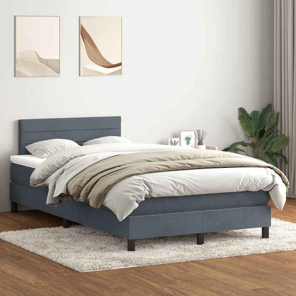 Giroletto a Molle con Materasso Grigio Scuro 120x220 cm Velluto