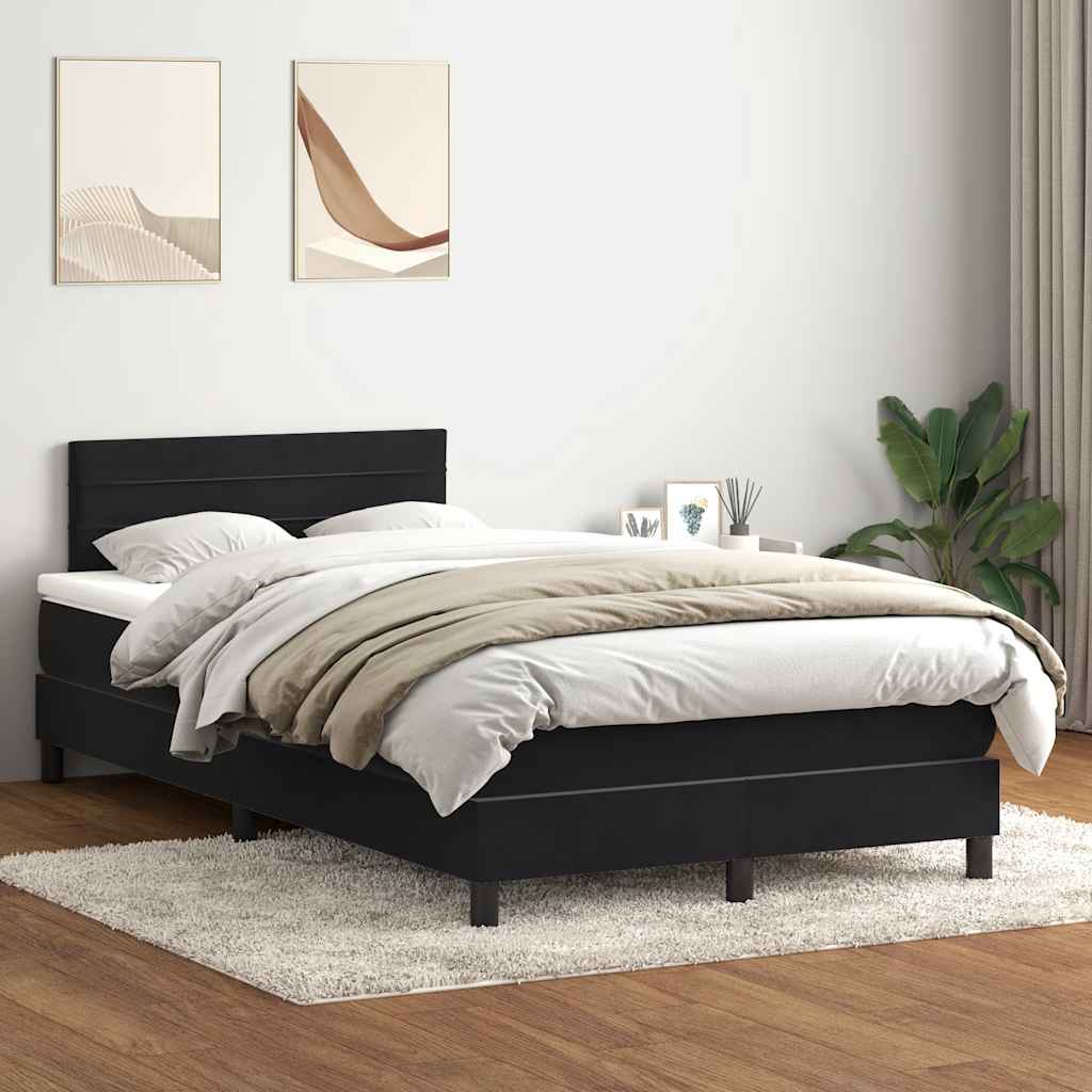 Giroletto a Molle con Materasso Nero 120x220 cm in Velluto