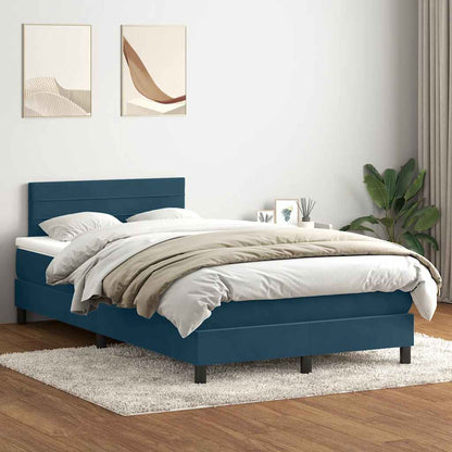 Giroletto a Molle con Materasso Blu Scuro 120x220 cm in Velluto