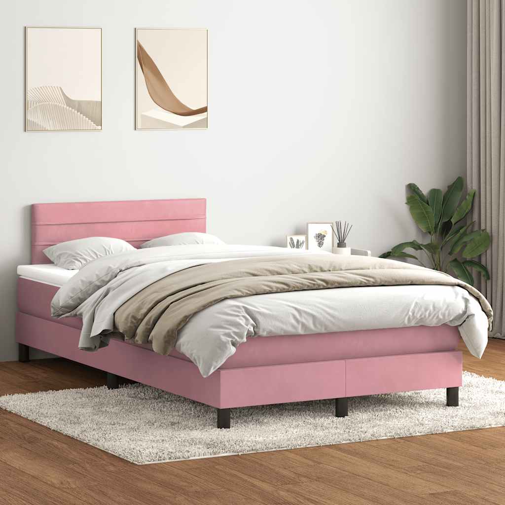 Giroletto a Molle con Materasso Rosa 120x220 cm in Velluto