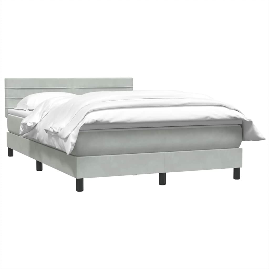 Giroletto a Molle con Materasso Grigio Chiaro 140x220cm Velluto