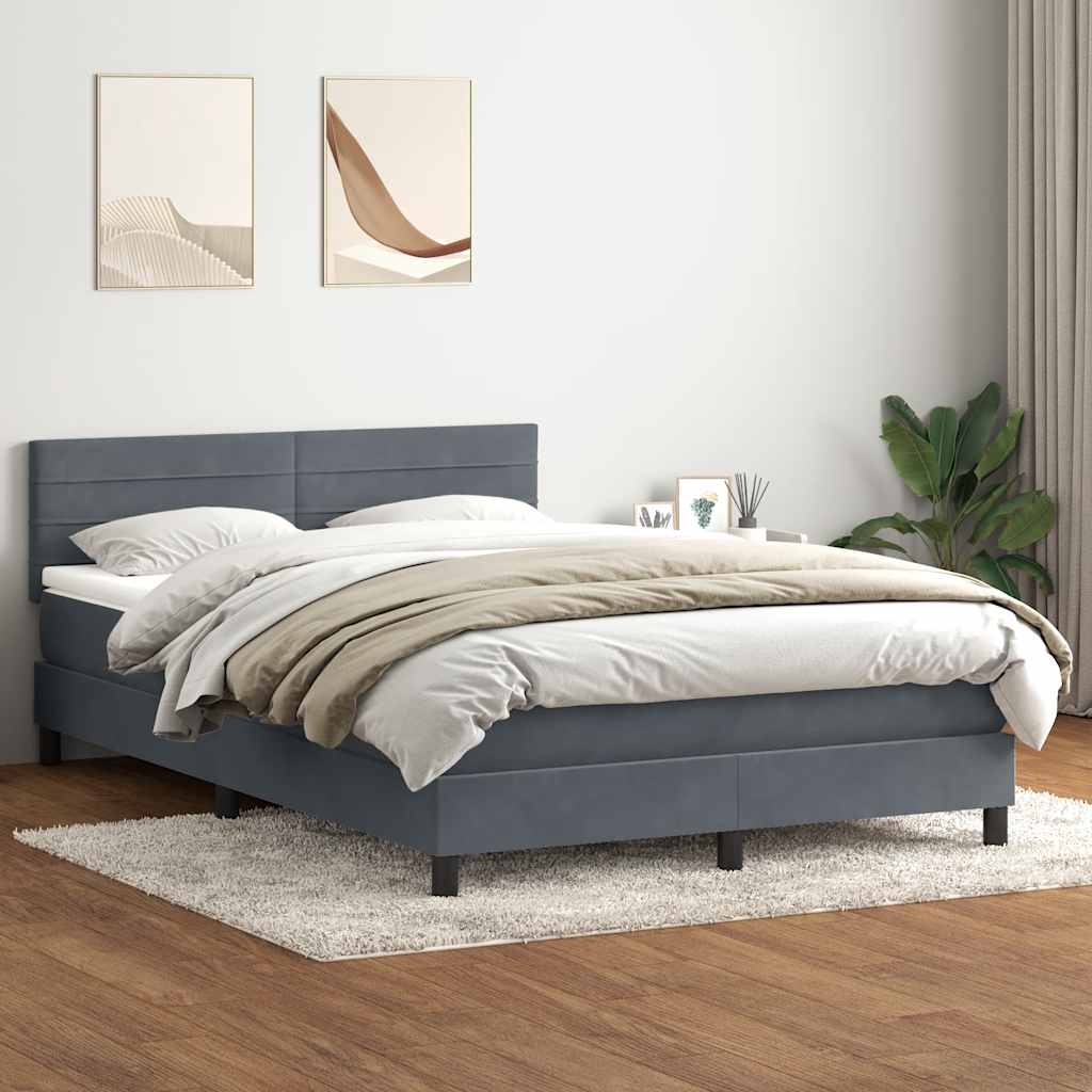 Giroletto a Molle con Materasso Grigio Scuro 140x220 cm Velluto
