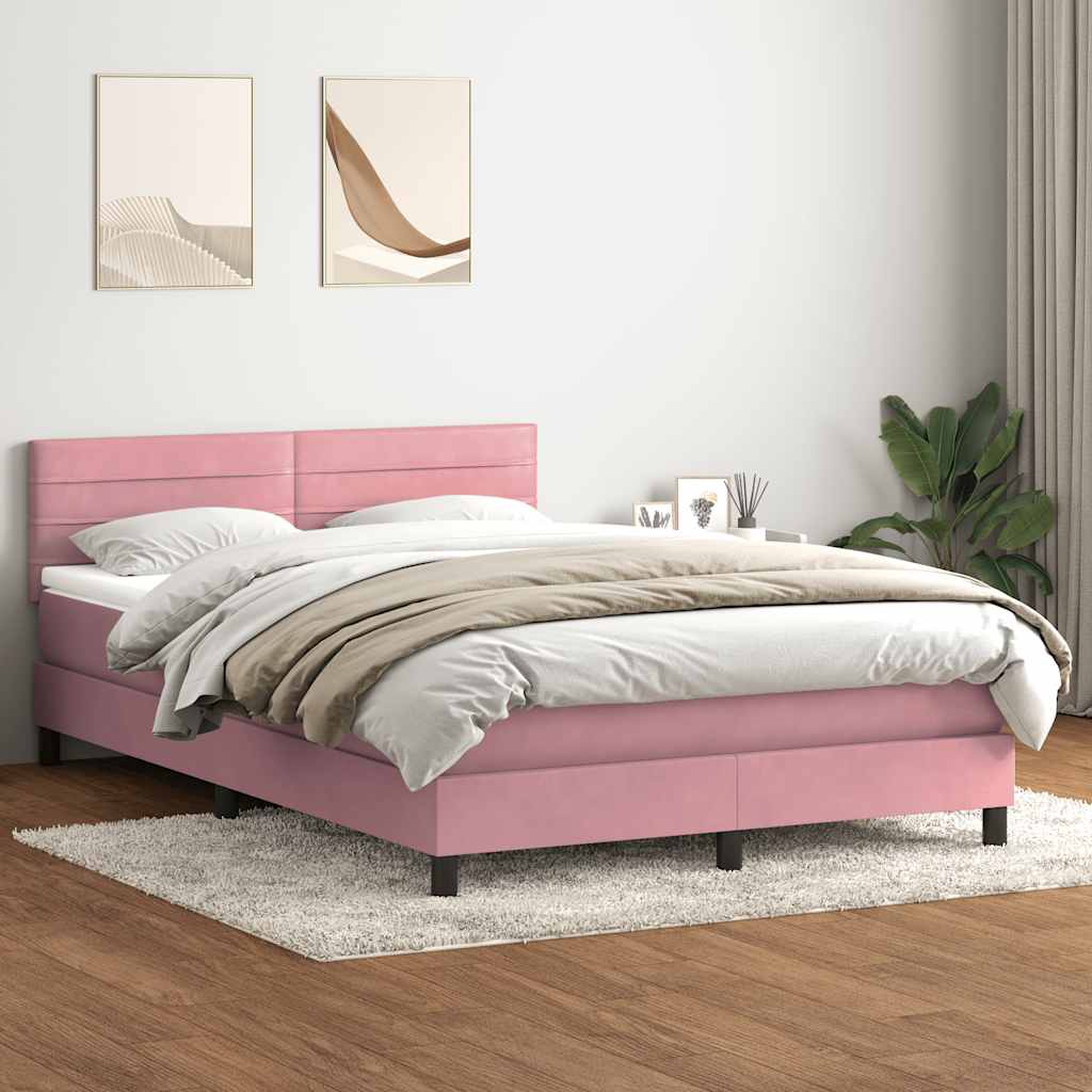 Giroletto a Molle con Materasso Rosa 140x220 cm in Velluto