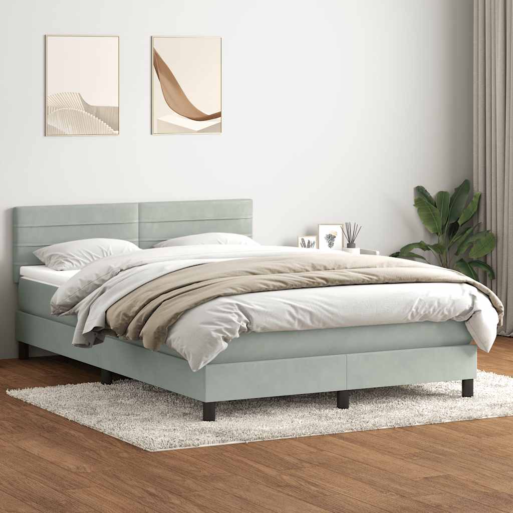 Giroletto a Molle con Materasso Grigio Chiaro 160x220cm Velluto