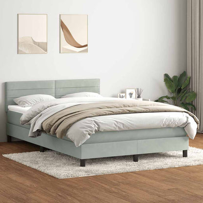 Giroletto a Molle con Materasso Grigio Chiaro 160x220cm Velluto