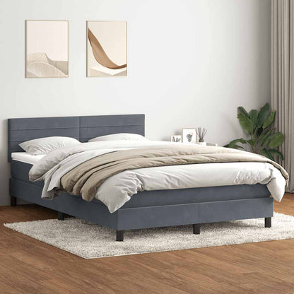 Giroletto a Molle con Materasso Grigio Scuro 160x220 cm Velluto