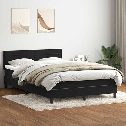 Giroletto a Molle con Materasso Nero 160x220 cm in Velluto