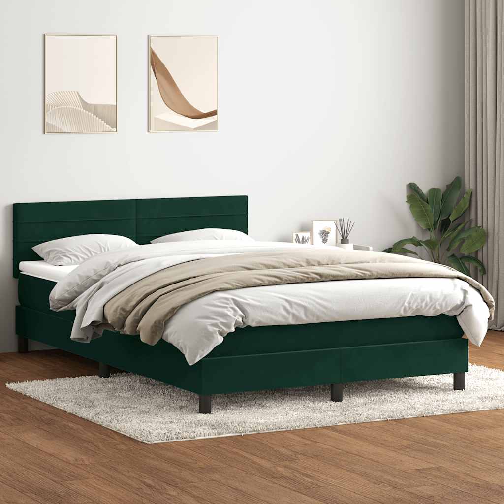 Giroletto a Molle con Materasso Verde Scuro 160x220 cm Velluto