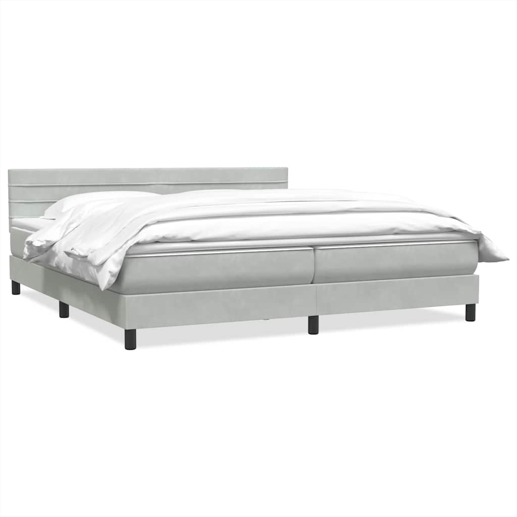 Giroletto a Molle con Materasso Grigio Chiaro 180x220cm Velluto