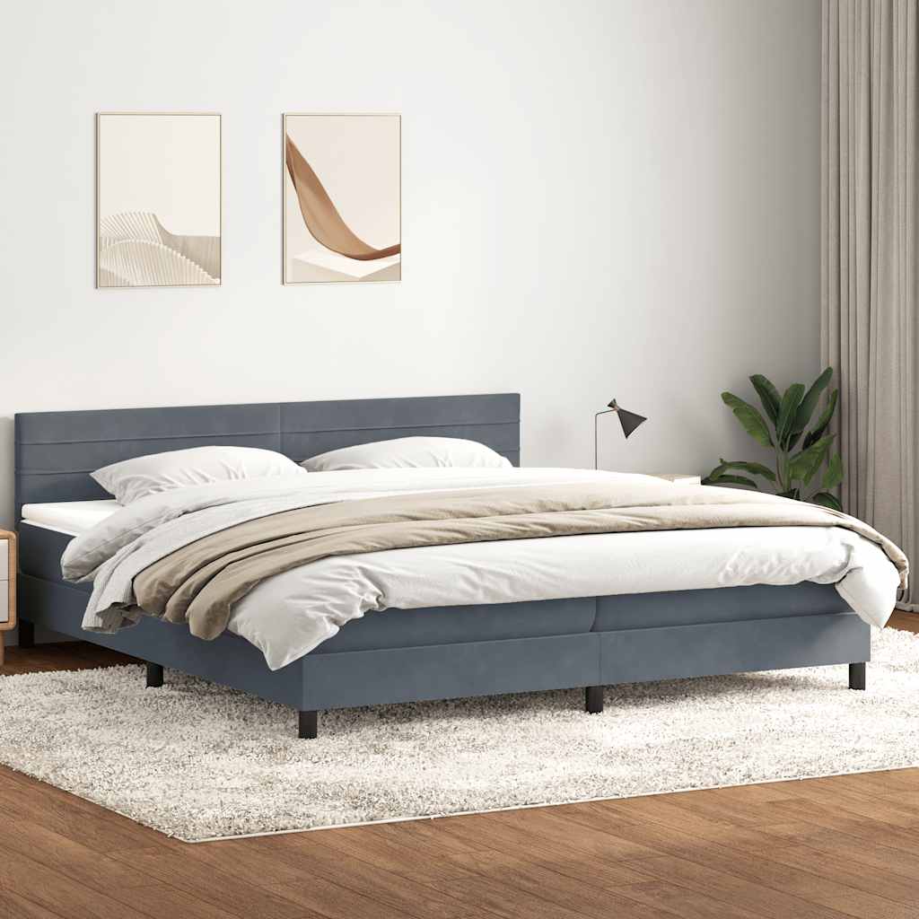 Giroletto a Molle con Materasso Grigio Scuro 180x220 cm Velluto