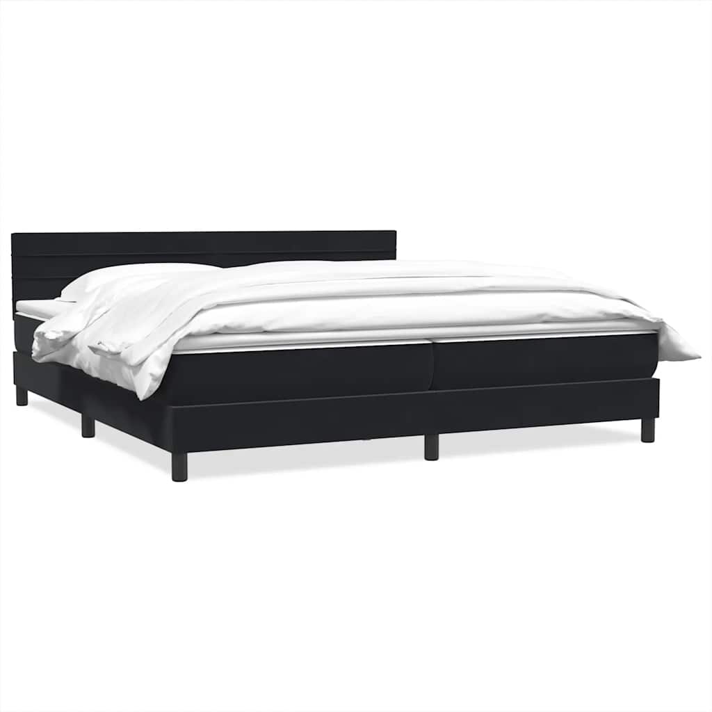 Giroletto a Molle con Materasso Nero 180x220 cm in Velluto
