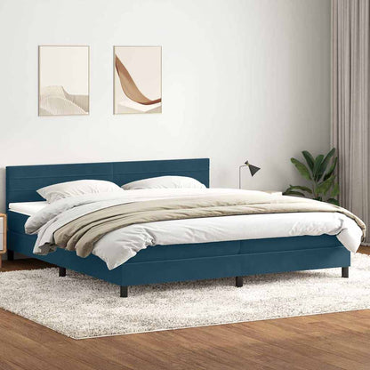 Giroletto a Molle con Materasso Blu Scuro 180x220 cm Velluto