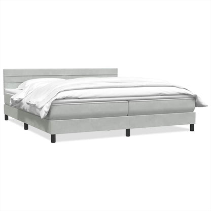 Giroletto a Molle con Materasso Grigio Chiaro 200x220cm Velluto
