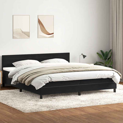 Giroletto a Molle con Materasso Nero 200x220 cm in Velluto