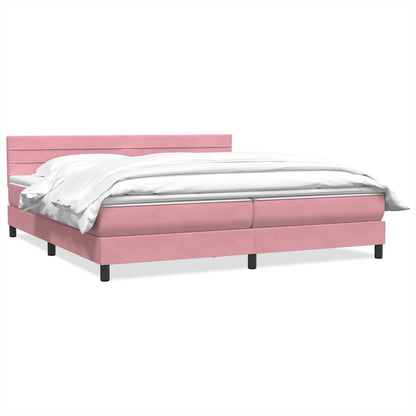 Giroletto a Molle con Materasso Rosa 200x220 cm in Velluto