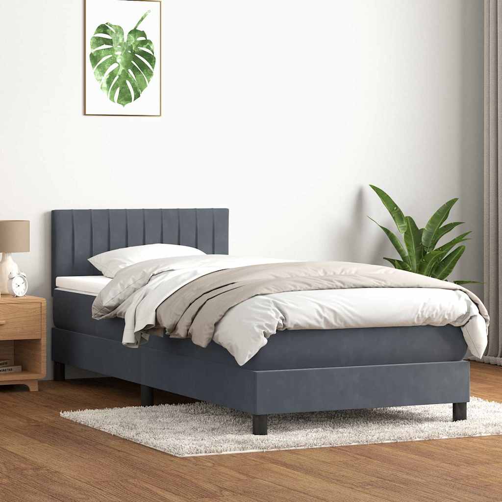 Giroletto a Molle con Materasso Grigio Scuro 80x210 cm Velluto