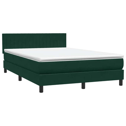 Giroletto a Molle con Materasso Verde Scuro 140x210 cm Velluto