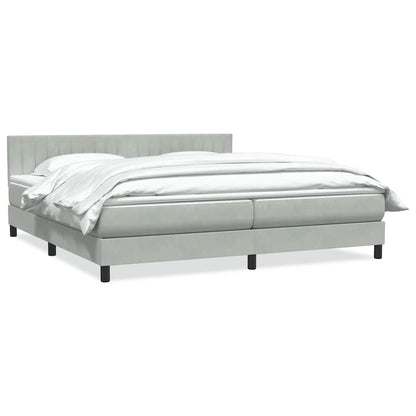 Giroletto a Molle con Materasso Grigio Chiaro 200x210cm Velluto