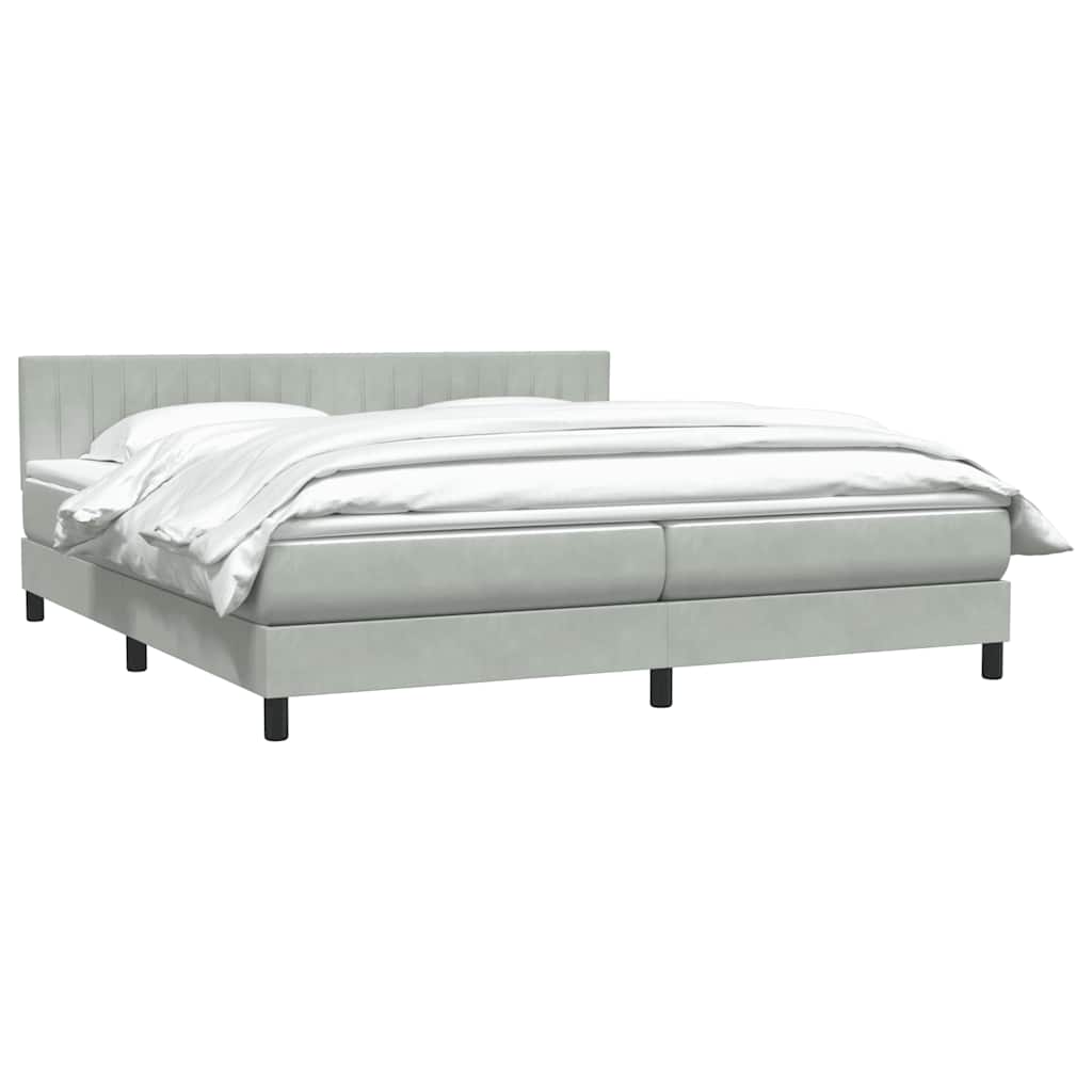 Giroletto a Molle con Materasso Grigio Chiaro 200x210cm Velluto